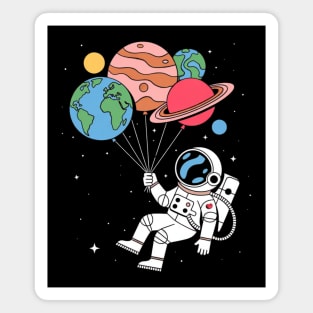 Astronaut Holding Planet Balloons Magnet